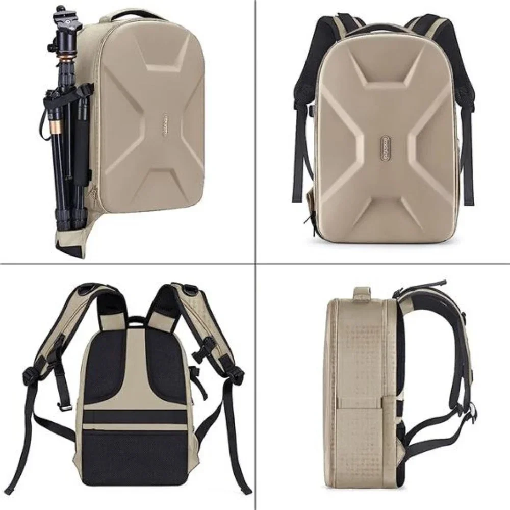 Camera Bag 15-16 inch Waterproof Hardshell Case with Tripod Holder, Camel